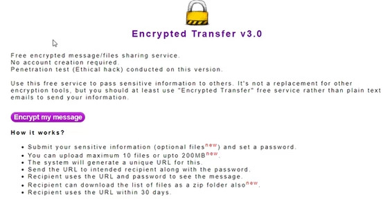 encryptedtransfer.com is now more secure and allows file transfers